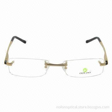 Classic rimless eyeglass frames in gold